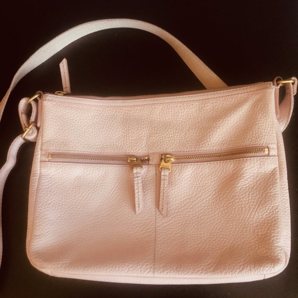 Fossil Blush Pebbled Leather Crossbody Bag
